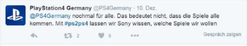 Sony Computer Entertainment Deutschland Tweet