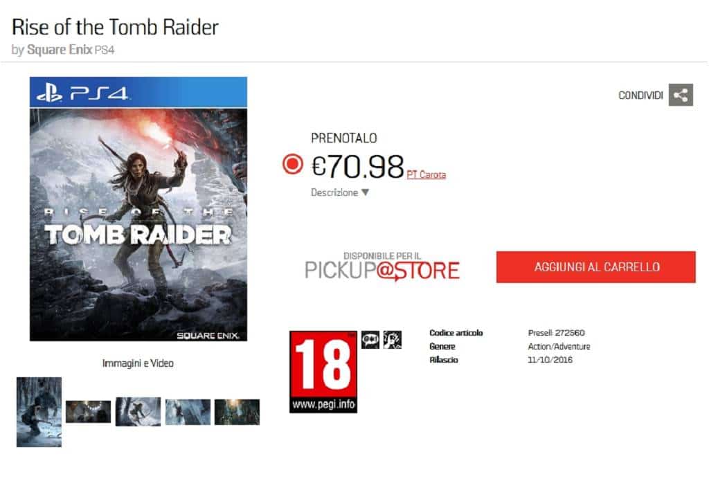 RISE OF THE TOMB RAIDER Release-Datum PS4